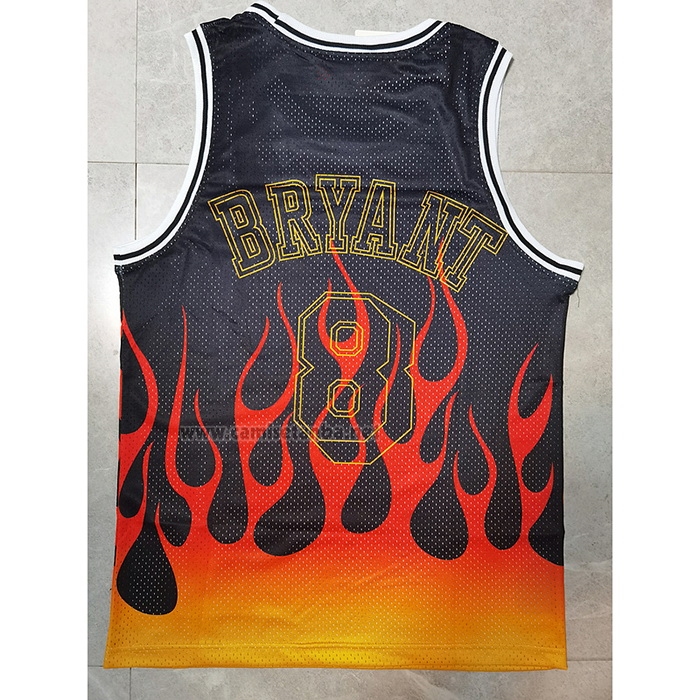 Camiseta Los Angeles Lakers Kobe Bryant #8 Flames Negro